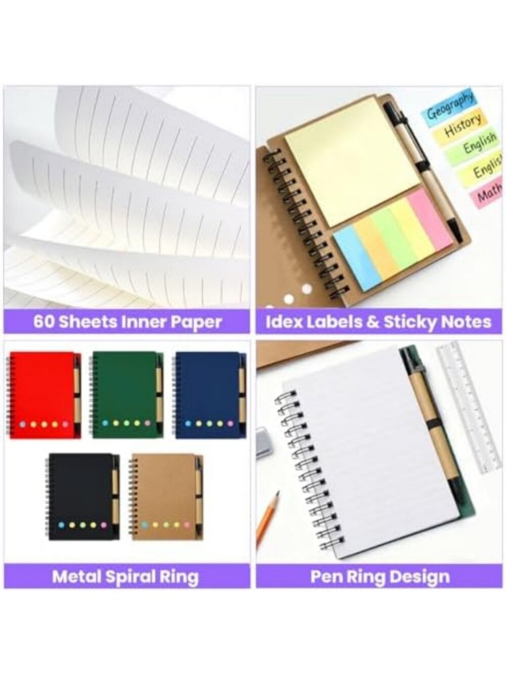 30 Set Pocket Notebooks with Pens & Sticky Notes - Mini Bulk Notepads for School - Picture 5 of 7